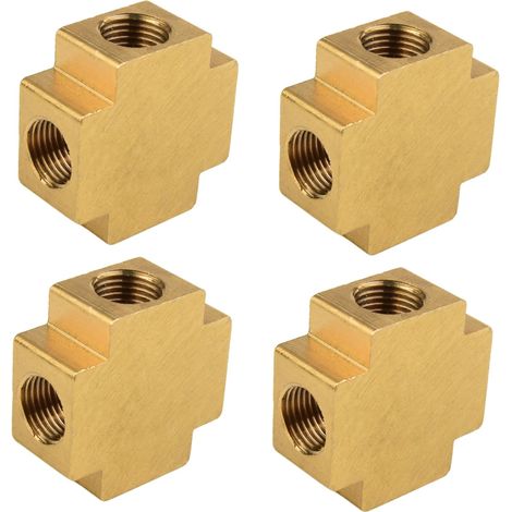 Lot de 4 croix laiton répartiteur 4 voies 1/8" filetage femelle IG, pour machine à café, camping-car et chauffage modélisme (1/5)