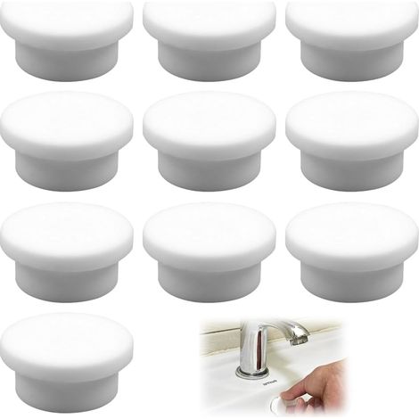 Tapones de bañera, Pack de 10 tapones de silicona para sellado de rebosadero de lavabo