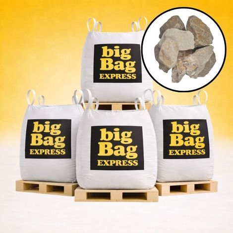 PACK 4 X BIG BAG de +/- 1,5T Pierre à Gabion Ocre Beige Ø 70/120 mm - Livraison PREMIUM (1/4)