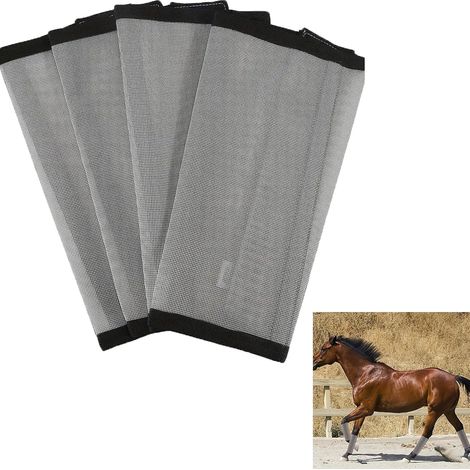 Guêtres Anti Mouches pour Chevaux - Lot de 4, Gris, Guêtres pour Cheval, Adaptées pour Protéger Les Pattes des Chevaux Contre Les Mouches, Moustiques et Autres Insectes Nuisibles (1/5)