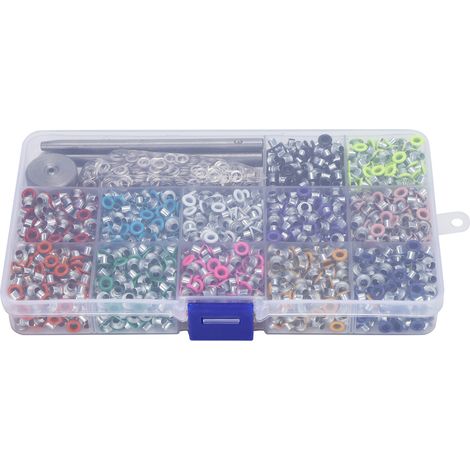 Rivet creux métallique à œillet coloré, accessoire de perforation pour vêtements avec outil de pose à poinçonner (1/5)