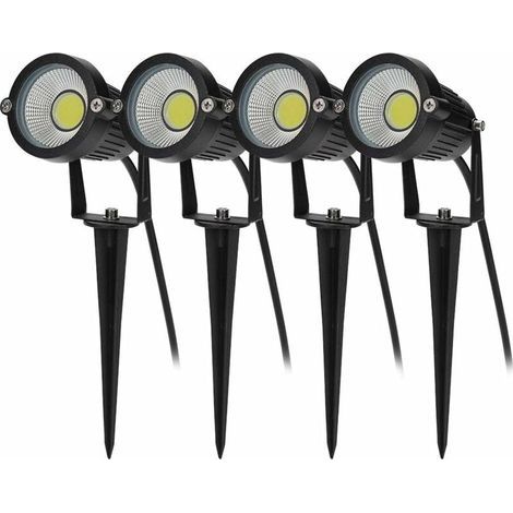 4PCS Éclairage Extérieur à Piquer COB 5W 220V IP65 Étanche Orientable Projecteur Spot Led Lampe de Jardin Éclairage (1/5)