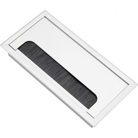 YMYNY Kabelmanagement für versenkte Schreibtische, Kabelauslass für versenkte Schreibtischtische, Kabel-Organizer, mit Bürstendichtung, Silber, 160 x 80 mm (1/4)