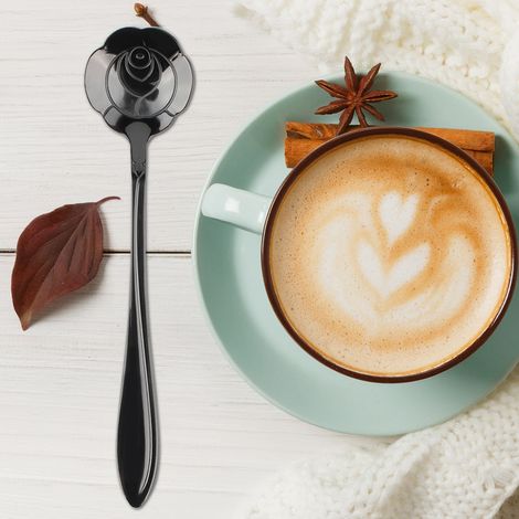 Cuillère à fleurs en acier inoxydable pour remuer le café, les gâteaux et les crèmes glacées (rose) (1/5)