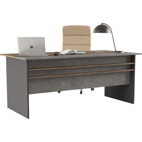 Bureau Design "Nicholas" 180cm Gris & Naturel