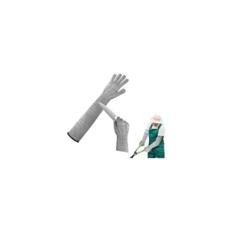 Schnittfeste Gartenhandschuhe – Besonders geeignet zum Kochen, für Holzarbeiten und Gartenarbeit, 50 cm lang – Grau – Crezuo