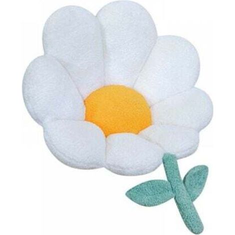 (26" x 25", Blanc) Coussin de chaise floral mignon, coussin de chaise de jeu antidérapant avec dossier, décoration de chambre à coucher (1/4)