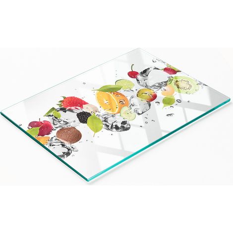 Piatto decorativo multifunzionale da cucina in legno massello con motivo frutta e acqua, 80x52 cm. (1/5)