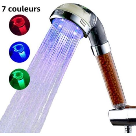 Douchette LED - Filtre Anti-Chlore - Haute Pression - Économie D Eau - 7 Couleurs - Pour Salle De Bain - 1 Pièce (1/4)