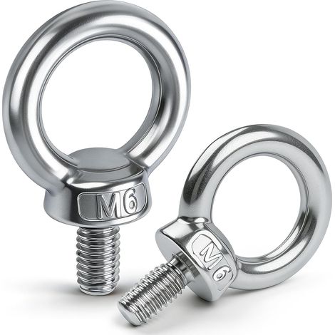 Ensemble de vis à anneaux M6, 5 pièces de vis à œil rond en acier inoxydable 304, vis à anneau rond, vis à anneau extérieur pour fixer des ornements suspendus, pots de fleurs, supports à balançoire (1/5)