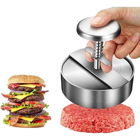 Hamburger press, adjustable diameter 14 cm, stainless steel, non-stick, hamburger mold, grilling tool, patty mold