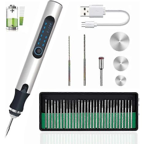 Elektrischer Gravierstift, kabelloses Ätz- und Gravierwerkzeug, wiederaufladbare Mini-Mikro-Profi-Graviermaschine mit USB-Anschluss für Schmuck, Holz, Metall, Glas und Stein (1/3)