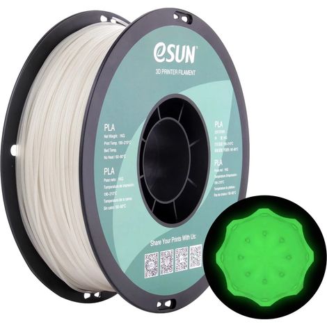 eSUN PLA Luminous Filament, 1.75mm, 1000g eSUN PLA Luminous Filament 1.75mm 1000g Green (Glow in Dark) (1/4)