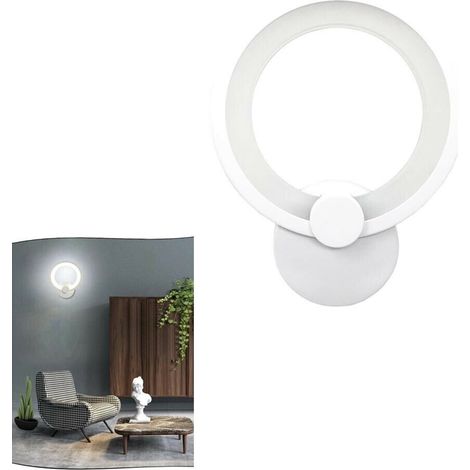 Applique Anello In Vetro Da Parete Luce Bianca Lampada Led Interno 9w (1/4)