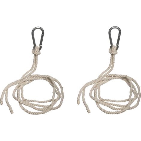 Hesperide – Lot de 2 cordes de fixation pour hamac – Cordes en coton 300 cm – Mousquetons en acier 10 cm – Poids max 100 kg
