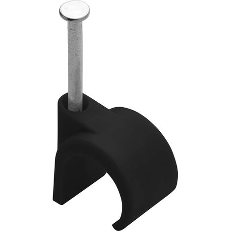 Attache Câble - Range Câble - Fixation Câble électrique - Clips Câble - Serre Câble - Cavalier Câble - Attache-câble avec Clou Acier - 25 Attache Fils D20/25 Noir 700477 (1/2)
