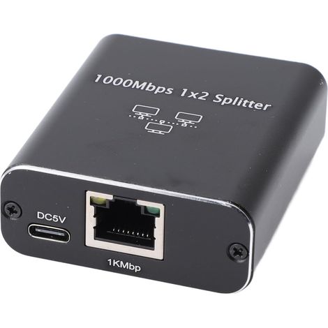 Répartiteur Ethernet RJ45, Répartiteur Ethernet Gigabit Haute Vitesse 1000 Mbps avec Câble d'alimentation USB, Répartiteur RJ45 pour Console de Jeu TV Ordinateur (1 à 2) (1/5)
