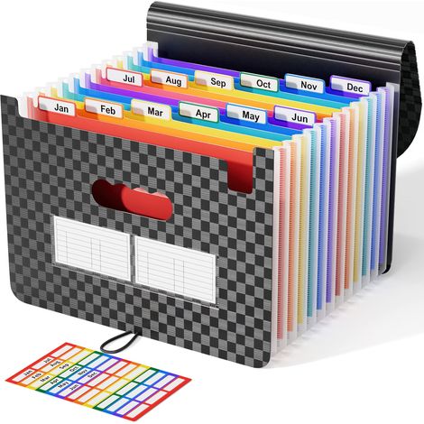 Trieur à Soufflets Classeur Rangement 13 Compartiments avec Couvercle A4 Chemise Papier Administratif, Documents Organiseur de Fichier Accordéon Extensible avec Fermeture à L'Elastique (1/5)