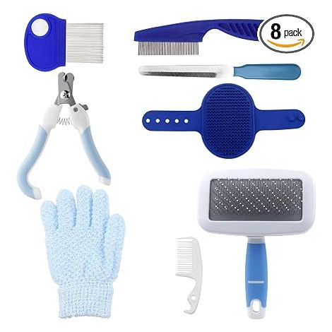 Grooming Kit – Nail Clippers Clipper File Massage Glove Bath Comb Flea Cat Puppy (1/5)
