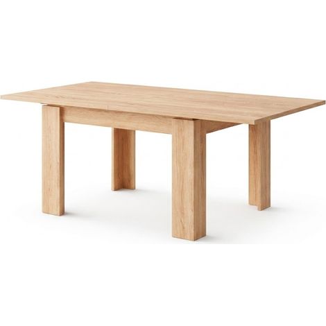 Tavolo Allungabile Moderno Da 4 A 8 Persone Gambe Spesse Design Minimal Meccanismo Centrale Estensibile Ideale Per Cucina Sala da Pranzo 90 x 90 / 180 x 90 Cm Rovere