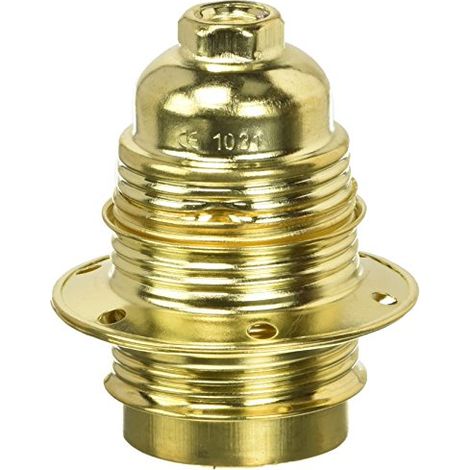 Electraline 71129 Portalampada Filettato con 2 Ghiere E27, Passo 10x1, Ottone (1/2)