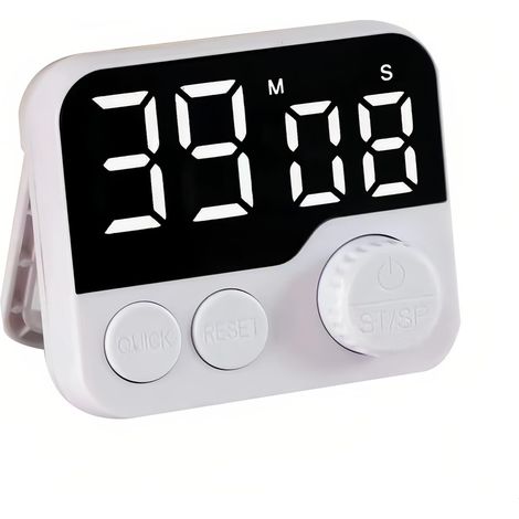Minuteur de cuisine numérique avec grand écran LED, bouton rotatif et conception magnétique pour une minuterie précise (blanc). (1/5)