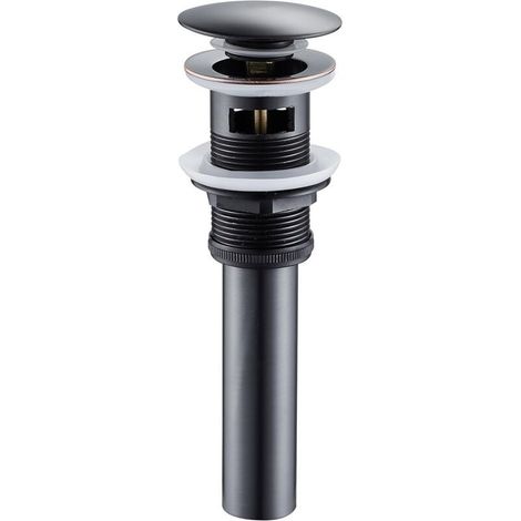 Bonde de vidange Pop Up Push Open avec Trop-Plein pour Lavabo Évier Soupape de Vidange en Laiton Couleur Noir (1/5)