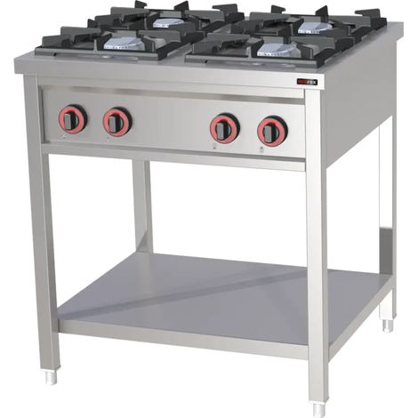 Fourneau à gaz 4x brûleur avec soubassement REDFOX - SPF 80 G - REDFOX