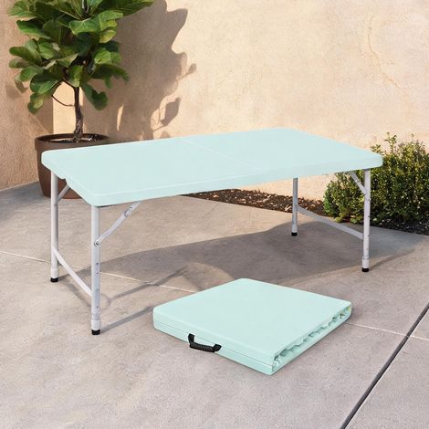 Table de camping pliante en métal et plastique bleue 125 cm (1/5)