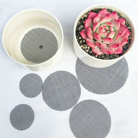 Tampons en Maille pour Pots de Fleurs 10 cm – 50 Pièces Disques Anti-Drainage Anti-Insectes Protection du Sol pour Jardinage