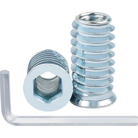 40 Pièces Insert Fileté Bois M6 x 10mm, Inserts M6 D'écrou Borgne Ecrou Hexagonal, Zinc Douille Filetée Insert a Visser Insert Écrous à Visser Fileté, Manchons à Visser Vis Tête Insert (1/5)
