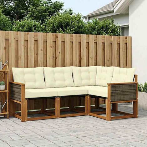 vidaXL Outdoor-Sofagarnitur mit Kissen 4 pcs Natur und Creme (1/5)