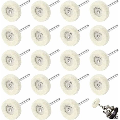 SABIR Roue de Polissage pour Perceuse 20 Pcs Roue de Polissage en Laine 25mm Disque de Polissage Tampon à Polir pour Nettoyage en Forme de T Outil de Polissage pour Meulage Polissage de Métal Bois (1/5)