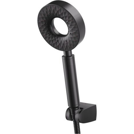 Pommeau che Noir Ronde Autonettoyant chette à Main 3 Modes Universelle Pommeau de che en Plastique ABS Pomme de che avec 150cm Flexible de che, ABS Support de che (1/5)