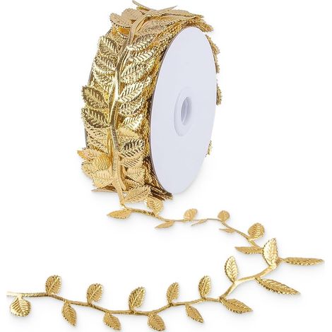 20m ruban de feuilles dorées, design embossé, idéal pour décoration de mariage et Noël, chemin de table doré, deco mariage champetre (1/5)