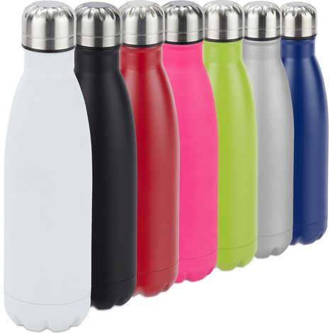 3x Gourde inox bouteille eau acier inoxydable 0,5 litre isotherme froid chaud, blanc (1/5)