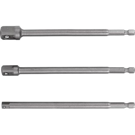 Juego 3 adaptadores llave vaso - 15 cm - 1/4", 3/8", 1/2"
