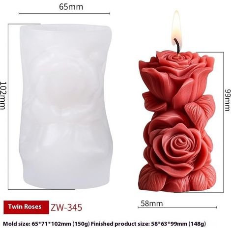 Moule En Silicone Pour Bougie Colonnes Fleuries - Moule 3D Rose Géométrique Pour Fabrication Maison De Bougies Et Plâtre - 1 Pièce (1/4)