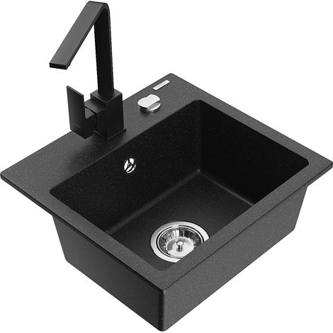 Mexen Milo lavello in granito a 1 vasca con miscelatore da cucina Rita, nero/argento metallizzato - 6505-73-670300-70 (1/5)