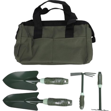 Ensemble D'Outils de Jardin, 4 Pièces D'Outils en Fer Robustes, Poignées Ergonomiques à Poignée Souple, Outils de Jardinage avec Sac de Transport en Tissu Oxford, Kit de (1/5)