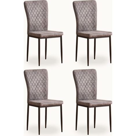 Set of 4 Suede Dining Chairs High Back Kitchen Counter chairs home & restaurants & Lounge Leisure & Living Room & Office(Grey,4)