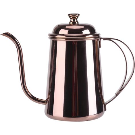 YMYNY 650 ml Edelstahl-Teekanne, rostfrei, Schwanenhals-Kaffeekanne, Wasserkocher, Tee- und Kaffeeset für Zuhause und Restaurant (Roségold) (1/5)