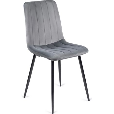Silla de comedor tapizada ibis de terciopelo gris, estilo loft moderno. (1/5)