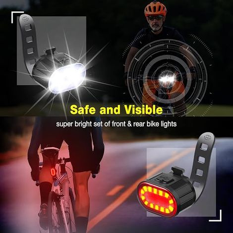 Ensemble Éclairage Vélo LED USB Rechargeable, Feux Avant et Arrière, Multifonctionnel pour Activités Nocturnes (1/5)