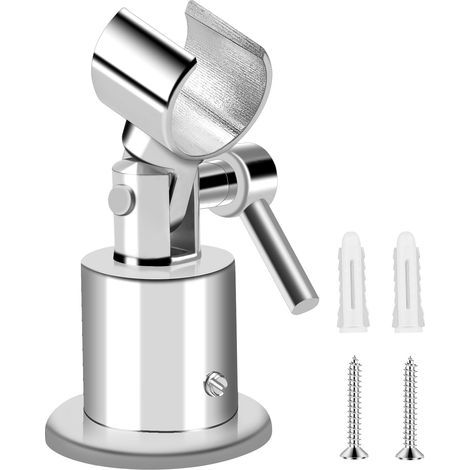 Support Pommeau de Douche Sans Percage, Acier Inoxydable 304 Universel Support de Douche Avec Colle Forte Support Douchette Mural Fixation Pommeau de Douche Réglable à 360 °(Argent) (1/5)