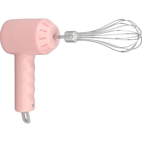 Mixeur Électrique Sans Fil USB Rechargeable, Batteur à Œufs et Mousseur à Lait avec 2 Fouets, Rose pour Cuisine Domestique