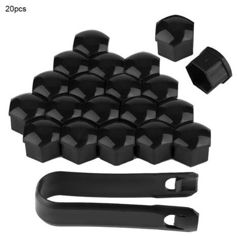 20 cache-écrous de roue de voiture 19 mm, protection extérieure des jantes (noir) (1/5)