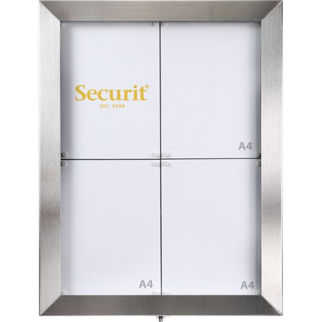 Présentoir LED couleur - acier inoxydable- télécommande incluse - présente 4xpages A4 - Securit