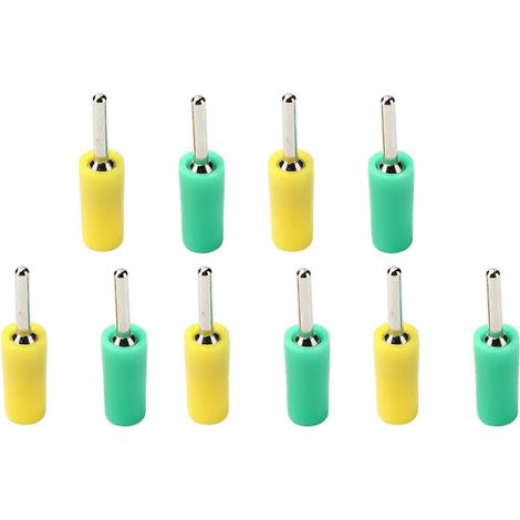 5er-Set Bananenstecker, vernickelte Messingstifte, gerade, für Innenfeder-Panelbuchse J.10001, 2 mm (GelbG)