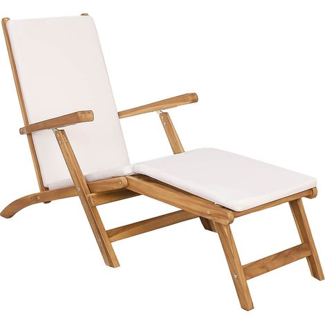 Klappliegestuhl mit Kissen Weiß Massivholz Teak vidaXL (1/5)